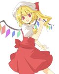  blonde_hair fang flandre_scarlet hasebe_yuusaku hat red_eyes side_ponytail solo touhou 