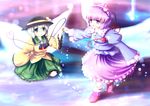  eyes green_eyes hat holding_hands komeiji_koishi komeiji_satori multiple_girls purple_eyes purple_hair siblings silver_hair sisters touhou tsubasa_(abchipika) 