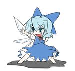  blue_eyes blue_hair bow cirno dress hair_bow pose sketch solo touhou wabi_(wbsk) wings 