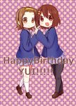  bad_id bad_pixiv_id brown_eyes brown_hair happy_birthday hatsu_(proper5) hirasawa_yui holding_hands k-on! multiple_girls pantyhose school_uniform short_hair tainaka_ritsu 