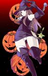  bad_id bad_pixiv_id deneb_rove dress halloween hat jack-o'-lantern panties pantyshot pumpkin short_dress solo tactics_ogre thighhighs underwear upskirt white_panties witch witch_(tactics_ogre) witch_hat yosimura 