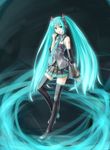  aqua_eyes aqua_hair bad_id bad_pixiv_id detached_sleeves hatsune_miku headphones long_hair necktie skirt solo thighhighs tomo_(machinemess) twintails very_long_hair vocaloid zettai_ryouiki 