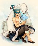  beartic blue_hair cubchoo gym_leader hachiku_(pokemon) kumasyun male male_focus mask pokemon pokemon_(game) pokemon_black_and_white pokemon_bw tsunbear 