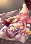  bad_id bad_pixiv_id book breasts large_breasts long_hair lying narumizg on_back patchouli_knowledge purple_eyes purple_hair reading solo touhou 