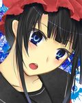  bad_id bad_pixiv_id black_hair blue_eyes blush jizou_ami long_hair ookami-san open_mouth solo 