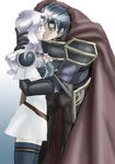  armor belt blue_eyes blue_hair blush boots cape couple crack_pairing eyes_closed fingerless_gloves fire_emblem fire_emblem:_rekka_no_ken fire_emblem_blazing_sword florina florina_(fire_emblem) gauntlets gloves hand_on_head hector hector_(fire_emblem) hug incipient_kiss kiss long_hair lowres nintendo pants pegasus_knight purple_hair short_hair shy thigh_boots thighhighs 