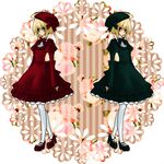  blonde_hair crossdressing dress emil_castagnier green_eyes hat pantyhose red_eyes tales_of_(series) tales_of_symphonia tales_of_symphonia_knight_of_ratatosk 