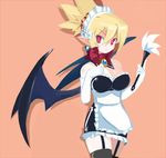  bat_wing blonde_hair demon_girl disgaea disgaea_2 duster elbow_gloves feather_duster gloves maid maid_apron maid_headdress maid_outfit makai_senki_disgaea_2 mini_skirt miniskirt red_eyes rozalin sexy skirt thighhighs viruscore 