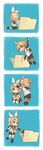  4koma angry aqua_eyes bad_id bad_pixiv_id bandaid blonde_hair chibi comic cursor formalin hair_ornament hair_ribbon hairclip headphones highres kagamine_len kagamine_rin minigirl ribbon short_hair siblings silent_comic solo twins vocaloid 