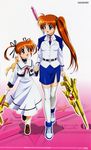  absurdres brown_hair dress ferret highres long_hair lyrical_nanoha mahou_shoujo_lyrical_nanoha mahou_shoujo_lyrical_nanoha_a&#039;s mahou_shoujo_lyrical_nanoha_a's mahou_shoujo_lyrical_nanoha_strikers military military_uniform purple_eyes side_ponytail skirt takamachi_nanoha thighhighs time_paradox uniform yuuno_scrya zettai_ryouiki 