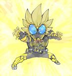  belt chibi claws full_body kamen_rider kamen_rider_ooo kamen_rider_ooo_(series) kyuraa_(kyura9een) male_focus ratoratah_(ooo_combo) solo yellow 