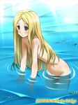 1girl arakawa_under_the_bridge awa blonde_hair blush long_hair nino_(arakawa) nude water 