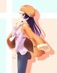  aoi_usagi bad_id bad_pixiv_id bakemonogatari black_hair blush cabbie_hat cosplay denim gokou_ruri hanazawa_kana hat jacket jacket_on_shoulders jeans long_hair mole mole_under_eye monogatari_(series) ore_no_imouto_ga_konna_ni_kawaii_wake_ga_nai pants profile red_eyes seiyuu_connection sengoku_nadeko sengoku_nadeko_(cosplay) solo 