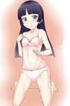  black_hair blush bra flat_chest gokou_ruri hime_cut kneeling lingerie long_hair myu-po navel ore_no_imouto_ga_konna_ni_kawaii_wake_ga_nai panties solo underwear underwear_only 