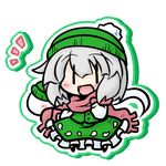  1girl beanie blush casual chibi hat hitodama konpaku_youmu konpaku_youmu_(ghost) scarf shimamura_youmu solo touhou yanagi_(nurikoboshi) |_| 