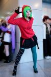  cosplay gloves green_hair gumi harun hood hoodie jacket matryoshka_(vocaloid) pantyhose photo pleated_skirt skirt solo thighhighs vocaloid 