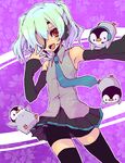  bad_id bad_pixiv_id bike_shorts bird cosplay detached_sleeves eyepatch hatsune_miku hatsune_miku_(cosplay) headphones inazuma_eleven inazuma_eleven_(series) male_focus otoko_no_ko penguin sakuma_jirou sayu030b solo thighhighs twintails vocaloid white_hair 