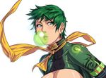  bad_deviantart_id bad_id breasts bubble_blowing chewing_gum cleavage earrings food fruit green_eyes green_hair jewelry kiwi_(reza_kabir) kiwifruit large_breasts lips original reza_kabir scarf short_hair solo transparent_background upper_body 