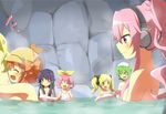  akechi_kokoro bath black_hair blonde_hair blue_eyes brown_hair closed_eyes cordelia_glauca eating green_hair hat headphones hercule_barton long_hair mikota_(showata) multiple_girls nude onsen ponytail purple_eyes sherlock_shellingford short_hair tantei_opera_milky_holmes tooyama_saku twintails yuzurizaki_nero zenigata_tsugiko 