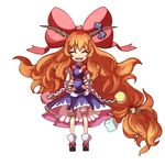  bad_id bad_pixiv_id bloomers bow chain closed_eyes gourd hair_bow happy highres horns ibuki_suika kansou_samehada large_bow long_hair orange_hair sandals solo standing touhou underwear very_long_hair 