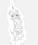  1girl arthuria_(camel) breasts camel_(dansen) monochrome original panties topless underwear vore wet 