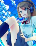  bad_id bad_pixiv_id headphones merusuke original school_uniform sitting solo 