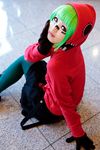  cosplay gloves green_hair gumi harun hood hoodie jacket matryoshka_(vocaloid) pantyhose photo pleated_skirt skirt solo thighhighs vocaloid 