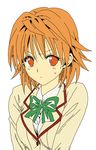  blush genderswap nkz_ts orange_eyes orange_hair school_uniform sweat to_love-ru toloveru yuusaki_riko 