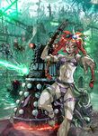  bracelet braid bug city dalek doctor_who energy goggles goggles_on_head gun insect jewelry long_hair machine open_mouth otaking red_eyes red_hair robot science_fiction solo twin_braids weapon wet 