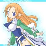  big_breasts blue_eyes breasts disgaea large_breasts long_hair lowres magic_knight_(disgaea) ribbon 