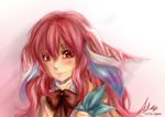  adesa head_fins long_hair persia_(rune_factory) pink_hair realistic red_eyes ribbon rune_factory rune_factory_3 solo 