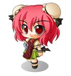  bad_id bad_pixiv_id bandages bun_cover chain chibi chinese_clothes cuffs double_bun flower ibaraki_kasen pink_flower pink_hair pink_rose red_eyes rose shinjitsu short_hair solo tabard touhou 