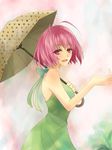  antenna_hair bad_id bad_pixiv_id dress kami_nomi_zo_shiru_sekai nakagawa_kanon pink_eyes pink_hair short_hair smile solo sterwara umbrella 