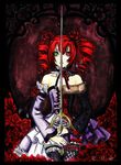 amy_sorel bare_shoulders detached_sleeves flower highres red_hair rose soul_calibur sword weapon 