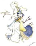  amano_yoshitaka blonde_hair bracelet cape dissidia_final_fantasy earring earrings final_fantasy final_fantasy_vi hair_ornament jewelry official_art sash sword terra_branford tina_branford weapon yoshitaka_amano 