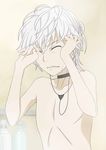  accelerator closed_eyes jewelry male_focus necklace shirtless solo to_aru_majutsu_no_index touryou wash white_hair 