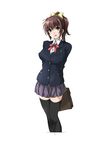  blazer bow brown_hair hair_bow jacket matsukura_nemu original ponytail school_uniform skirt solo thighhighs zettai_ryouiki 