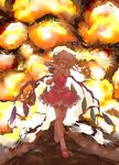  alternate_wings blonde_hair explosion flandre_scarlet hat ponytail red_eyes short_hair side_ponytail solo touhou unco_(pixiv457393) wings 