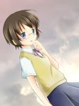  bad_id bad_pixiv_id blue_eyes brown_hair glasses nigu ore_no_imouto_ga_konna_ni_kawaii_wake_ga_nai school_uniform short_hair solo tamura_manami 