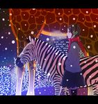  cityscape giraffe headphones original scarf skirt snow solo thighhighs urashima_kyousuke zebra 