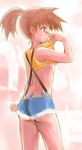  ass belt blush breasts kasumi_(pokemon) legs misty pokemon red_hair shorts strip sweat tired undressing 