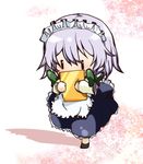  blush bow braid chibi cubedrive hair_bow izayoi_sakuya maid solo touhou twin_braids 