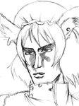  chen earring earrings genderswap hat hokuto_no_ken jewelry kenshiro kenshirou manly monochrome parody short_hair touhou 