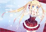  :o bad_id bad_pixiv_id blonde_hair blue_eyes bracelet breasts breath buttons christmas cleavage jewelry jin_young-in long_hair marker medium_breasts nail_art nail_polish open_mouth original plaid polka_dot skirt snow snowflakes solo twintails 