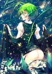  antennae ass bad_id bad_pixiv_id bottomless cape flower from_behind green_eyes green_hair lily_of_the_valley short_hair solo touhou wriggle_nightbug yorda_(koyorda) 
