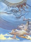  bird cloud flying goose highres no_humans sky terada_katsuya the_legend_of_zelda the_legend_of_zelda:_link's_awakening whale wind_fish 