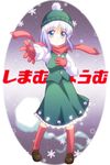  beanie blue_eyes ghost hat highres kairakuen_umenoka konpaku_youmu konpaku_youmu_(ghost) mittens scarf shimamura_youmu short_hair silver_hair solo touhou 