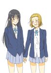  akiyama_mio amearare blazer blush closed_eyes holding_hands jacket k-on! multiple_girls oekaki school_uniform smile tainaka_ritsu 