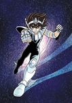  80s armor attack galaxy male male_focus oldschool pegasus_seiya punch punching s-jou saint_seiya seiya shijou_yukimasa shoulder_pads 