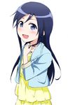  aragaki_ayase bad_id bad_pixiv_id black_hair blue_eyes casual long_hair ore_no_imouto_ga_konna_ni_kawaii_wake_ga_nai ropcandy solo 